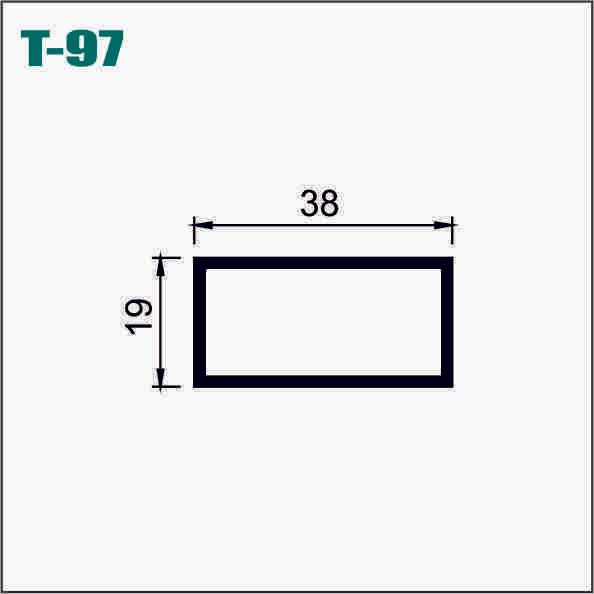 T097B / LT-097  TUBULAR RECTANGULAR ALUMINIO 1-1/2 X 3/4 LISO - T097