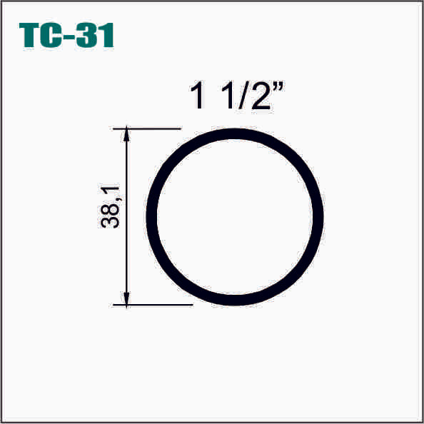 TUBO ALUMINIO CIRCULAR 1-1/2 LIVIANO MATE  TC031 - TCCM11M