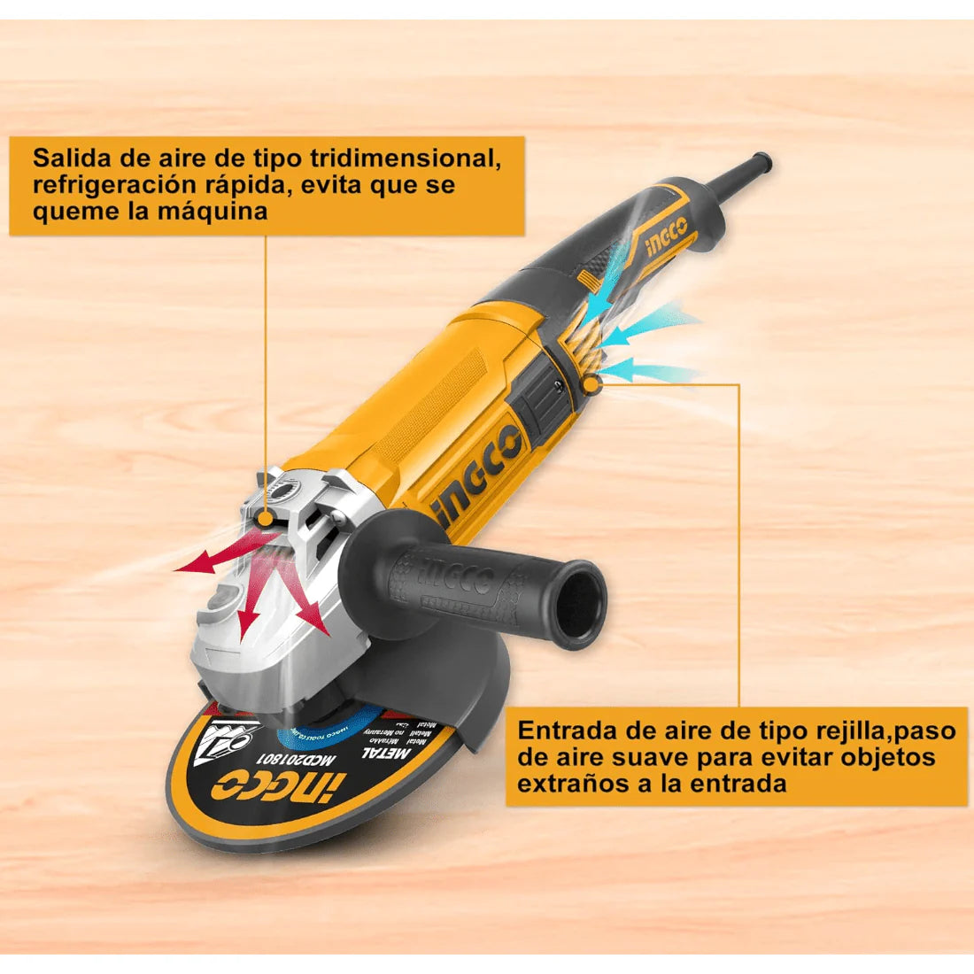 INGCO PULIDORA ANGULAR 9'' 2200W UAG220018