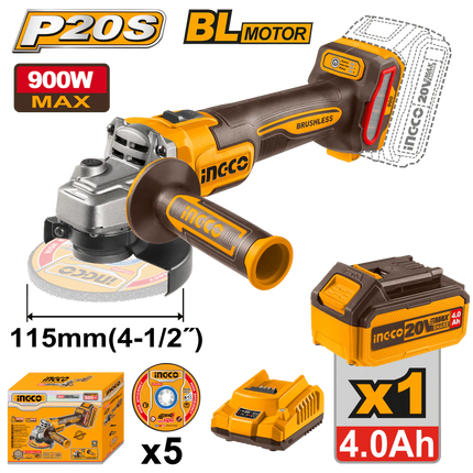 INGCO PULIDORA ANGULAR INALAMBRICA 20V UCAGLI261521