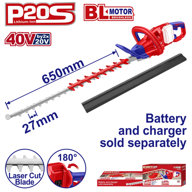 EMTOP CORTASETOS INALAMBRICO 40V ELHT40028