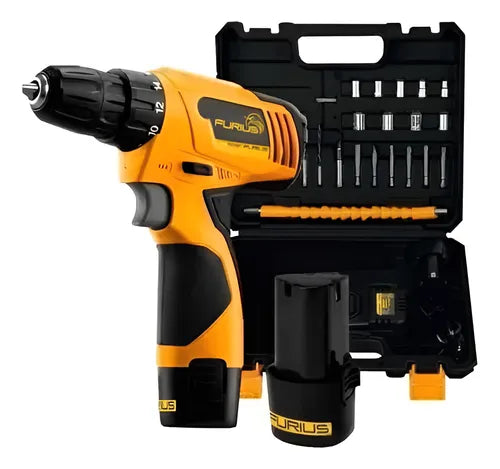 FURIUS KIT TALADRO INALAMBRICO ATORNILLADOR 3/8" 12V FCD12KIT