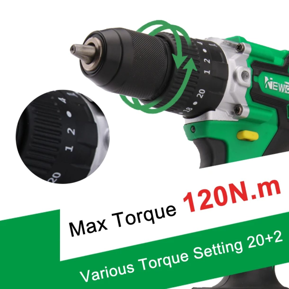 NEW BEAT TALADRO PERCUTOR INALAMBRICO 21V - 1/2" - 120N.M