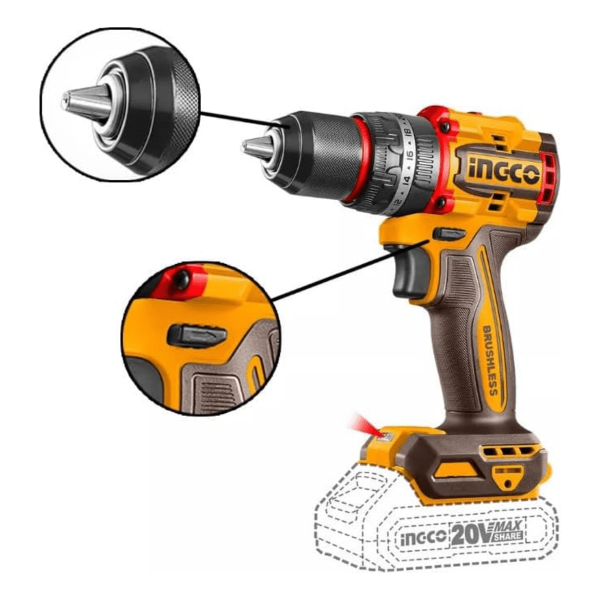 INGCO TALADRO PERCUTOR 55N.M 20V ULCIDL20558