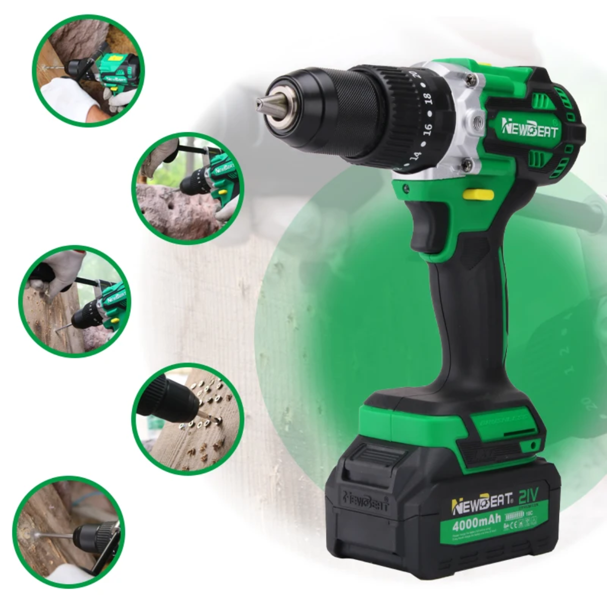 NEW BEAT TALADRO PERCUTOR INALAMBRICO 21V - 1/2" - 120N.M