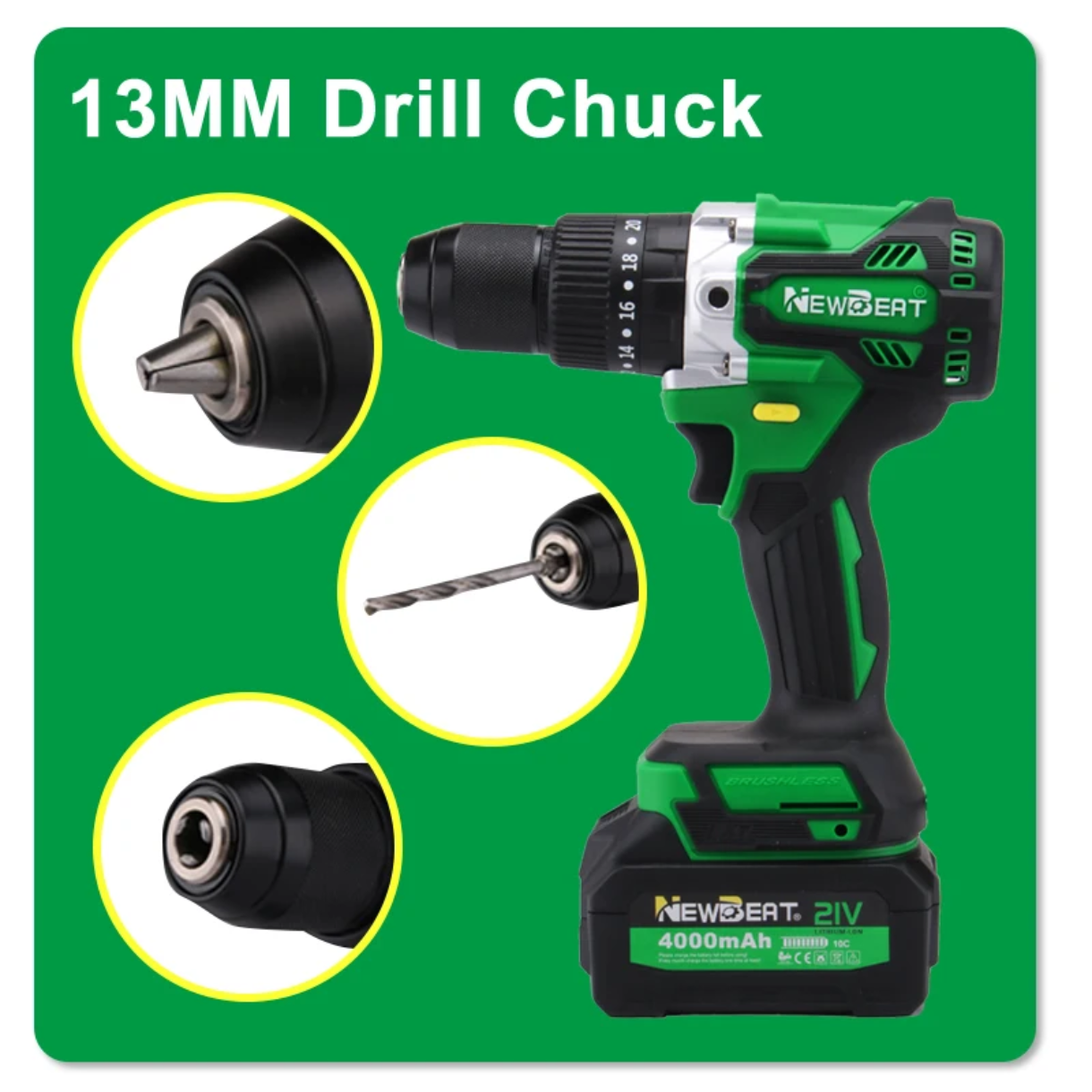 NEW BEAT TALADRO PERCUTOR INALAMBRICO 21V - 1/2" - 120N.M