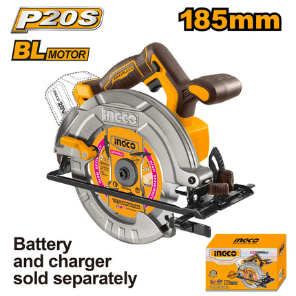INGCO SIERRA CIRCULAR 7-1/4 20V 4800RPM BRUSHLESS SIN BATERIA CSLI1851