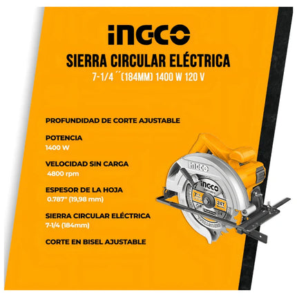 INGCO SIERRA CIRCULAR 7.1/4" 1400W UCS18538