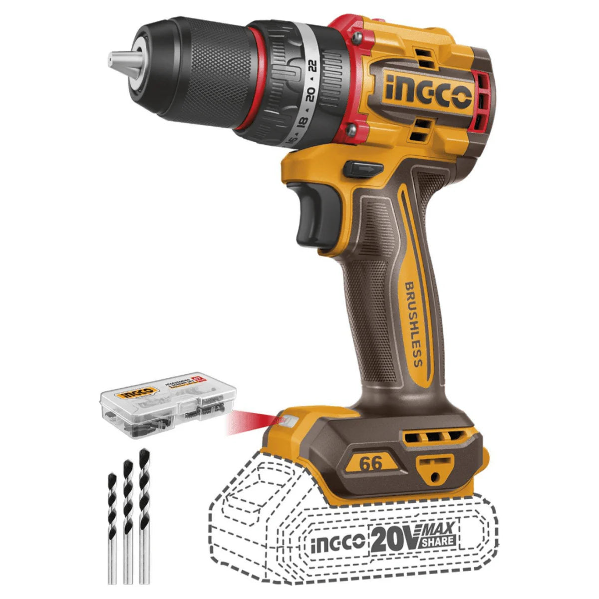 INGCO TALADRO DE IMPACTO INALAMBRICO COMPACTO SIN ESCOBILLAS UCIDLI16682