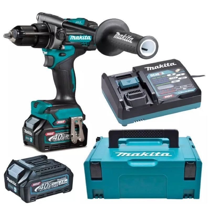 MAKITA TALADRO PERCUTOR INALAMBRICO 1/2" 125N.M 40V BL XPT 2 BAT 4AH HP001GM201