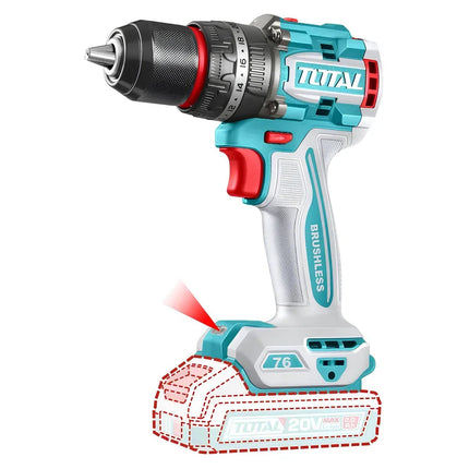 TOTAL TALADRO INALAMBRICO PERCUTOR 1/2 20V 76 N.M INCLUYE 2 BATERIA DE 2.0AH, CARGADOR Y ACCESORIOS UTIDLI207686   TOTAL TALADRO INALAMBRICO PERCUTOR 1/2 20V 76 N.M INCLUYE 2 BATERIA DE 2.0AH, CARGADOR Y ACCESORIOS UTIDLI207686